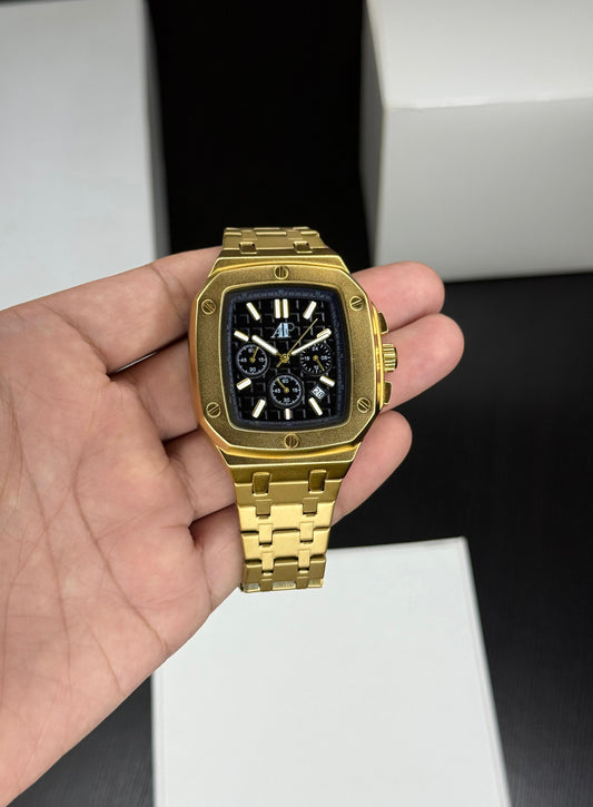 Royal Oak Off shore| Black Dial Watch with Golden Chain Strap