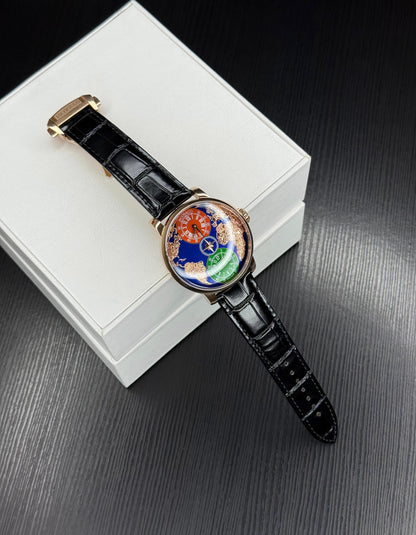 Luxury Dual Time Zone Men’s Watch – Automatic Movement | Leather Strap