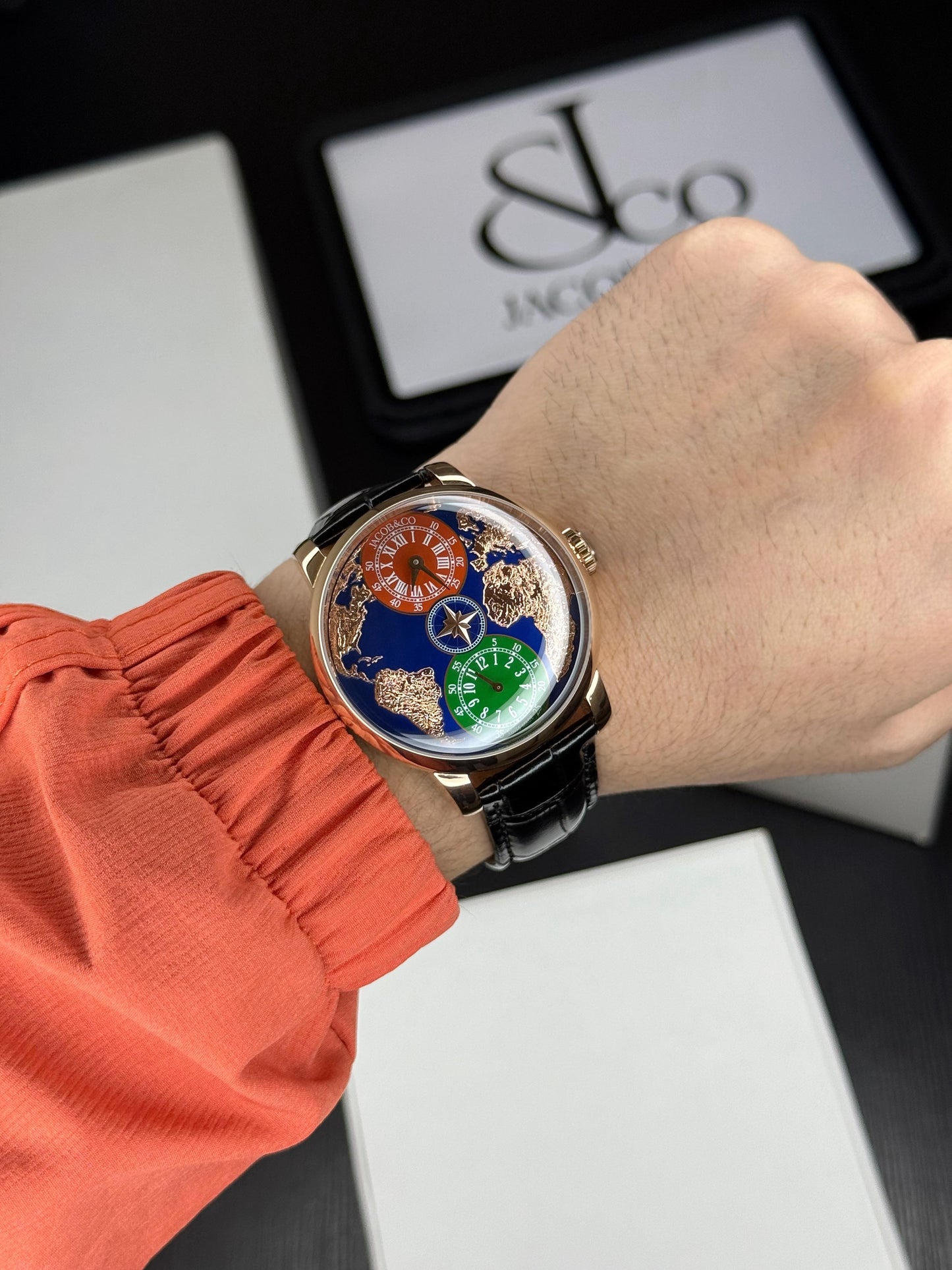 Luxury Dual Time Zone Men’s Watch – Automatic Movement | Leather Strap