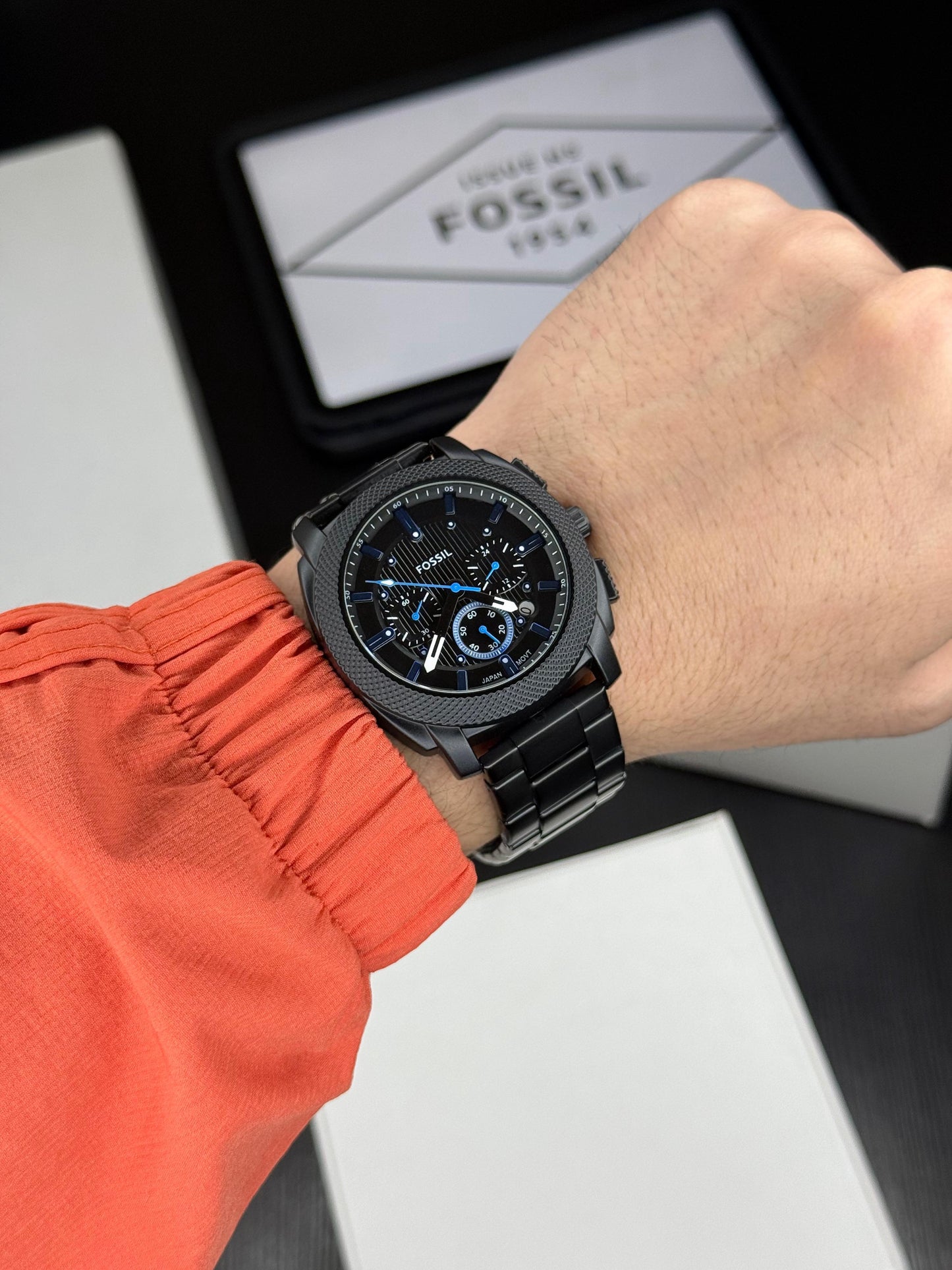 Machine Style Men’s Chronograph Watch – All Black | 44mm Case