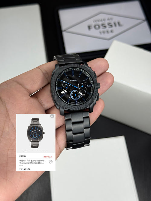 Machine Style Men’s Chronograph Watch – All Black | 44mm Case