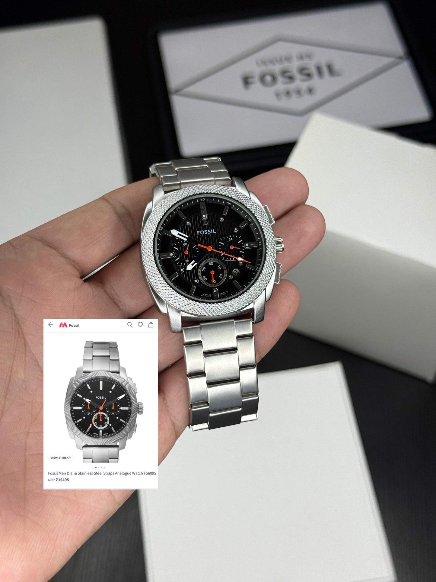 Men’s Black Dial Chronograph Watch | Silver Strap | Quartz