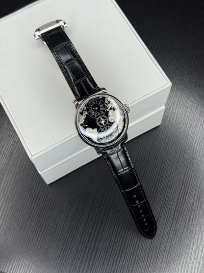 Luxury Dual Time Zone Men’s Watch – Automatic Movement | Leather Strap