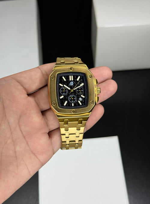 Luxury Offshore Style Men’s Watch – Gold Bracelet | Black Dial