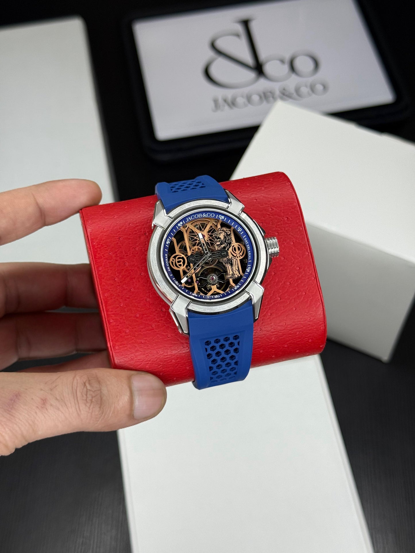 Luxury Gold Edition Men’s Automatic Watch – Blue Strap | Titanium Case