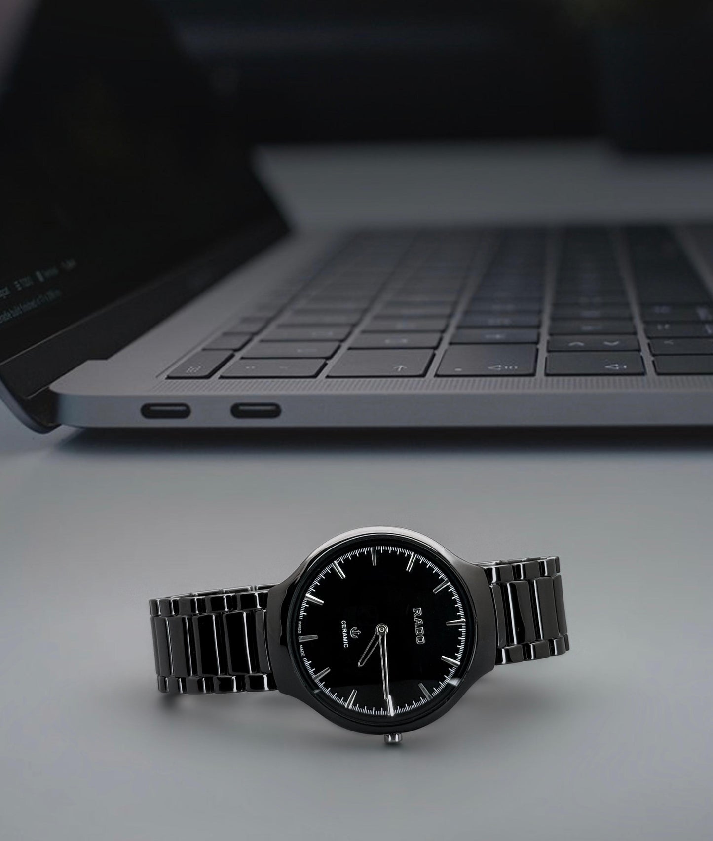 Sleek Full Ceramic Men’s Watch – Black Dial | Lightweight Design