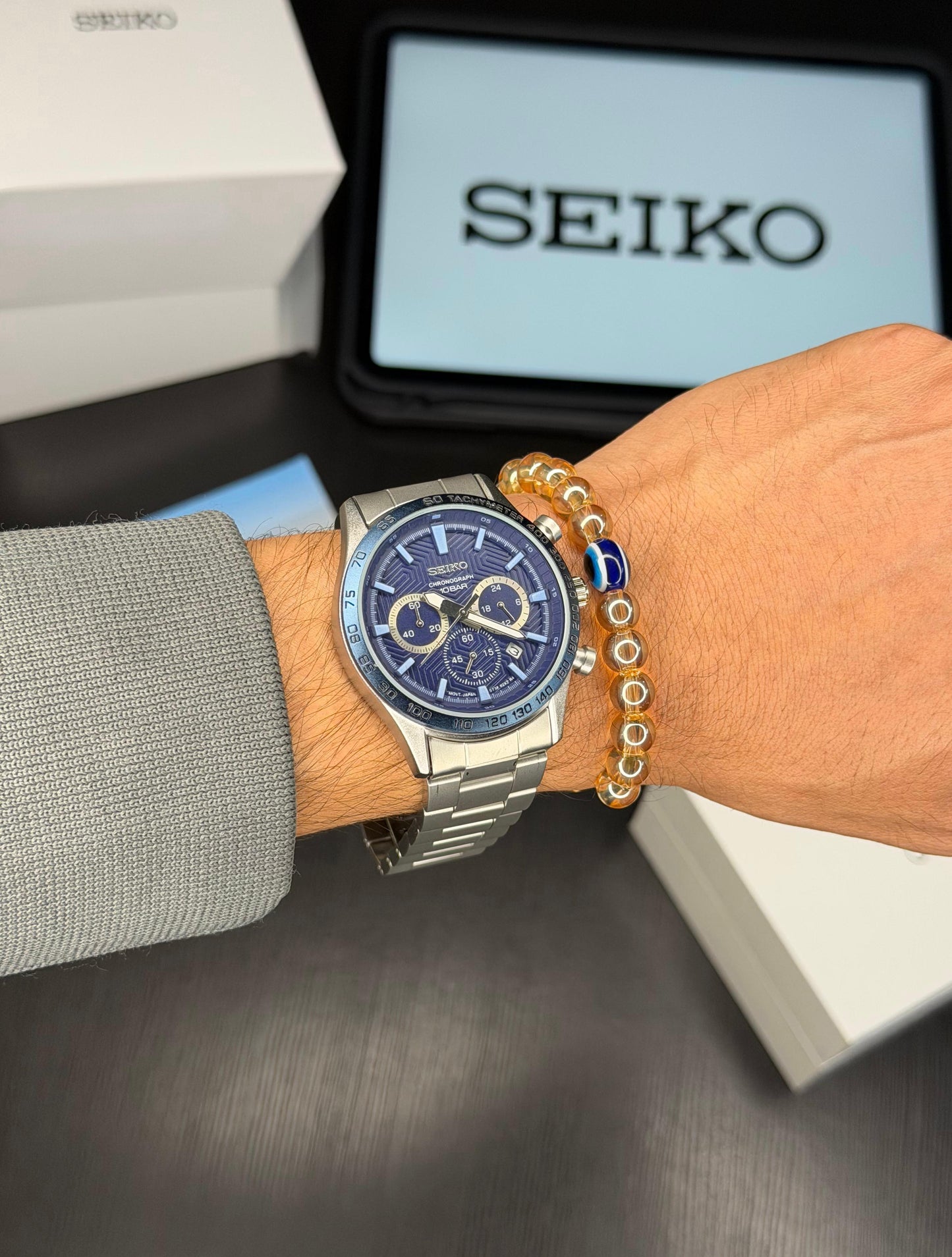 Hot Selling Men’s Watch – Blue Dial | Grey Strap | Quartz Movement