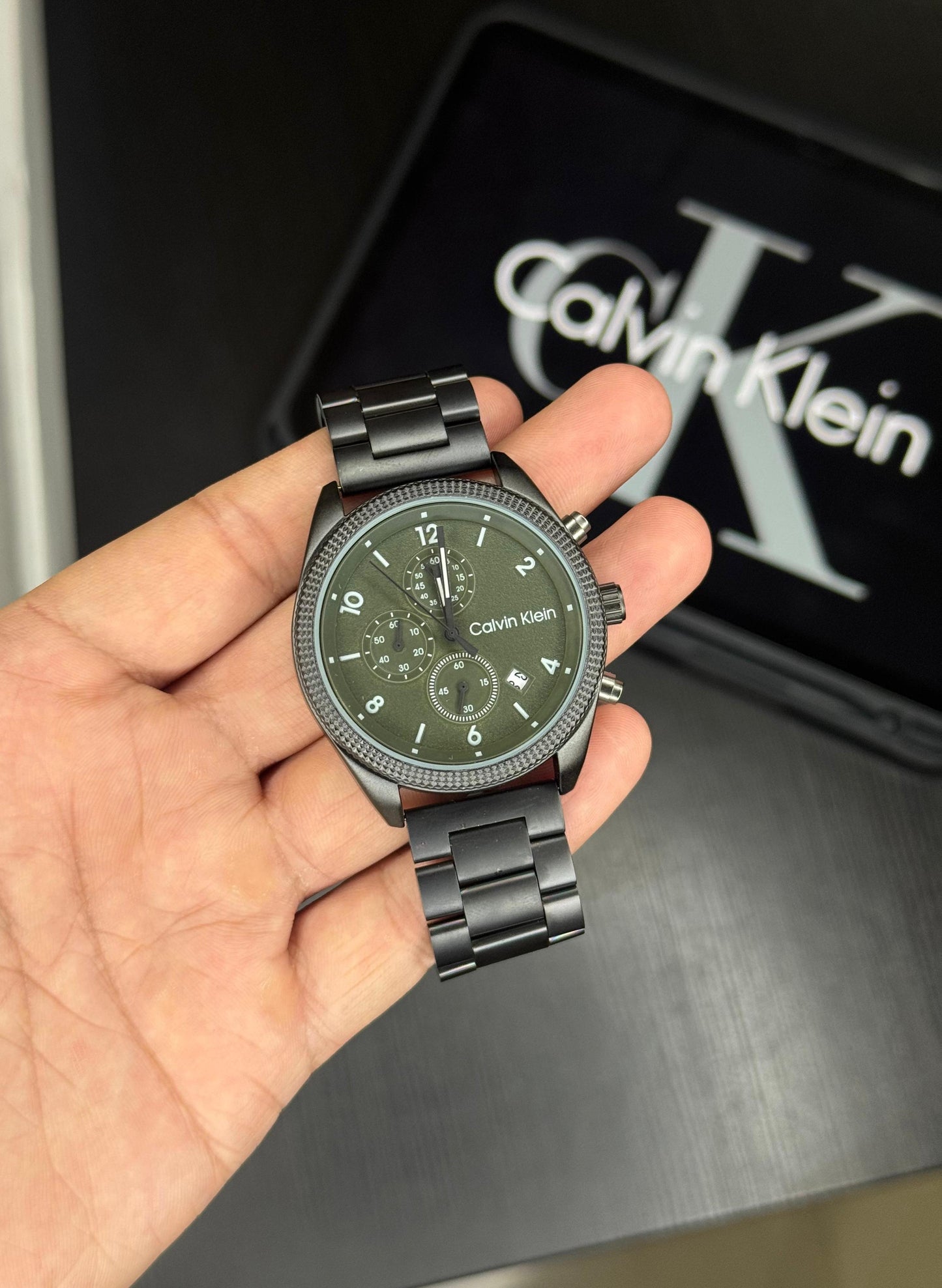 Men’s Green Dial Watch | Black Strap | 42mm Quartz