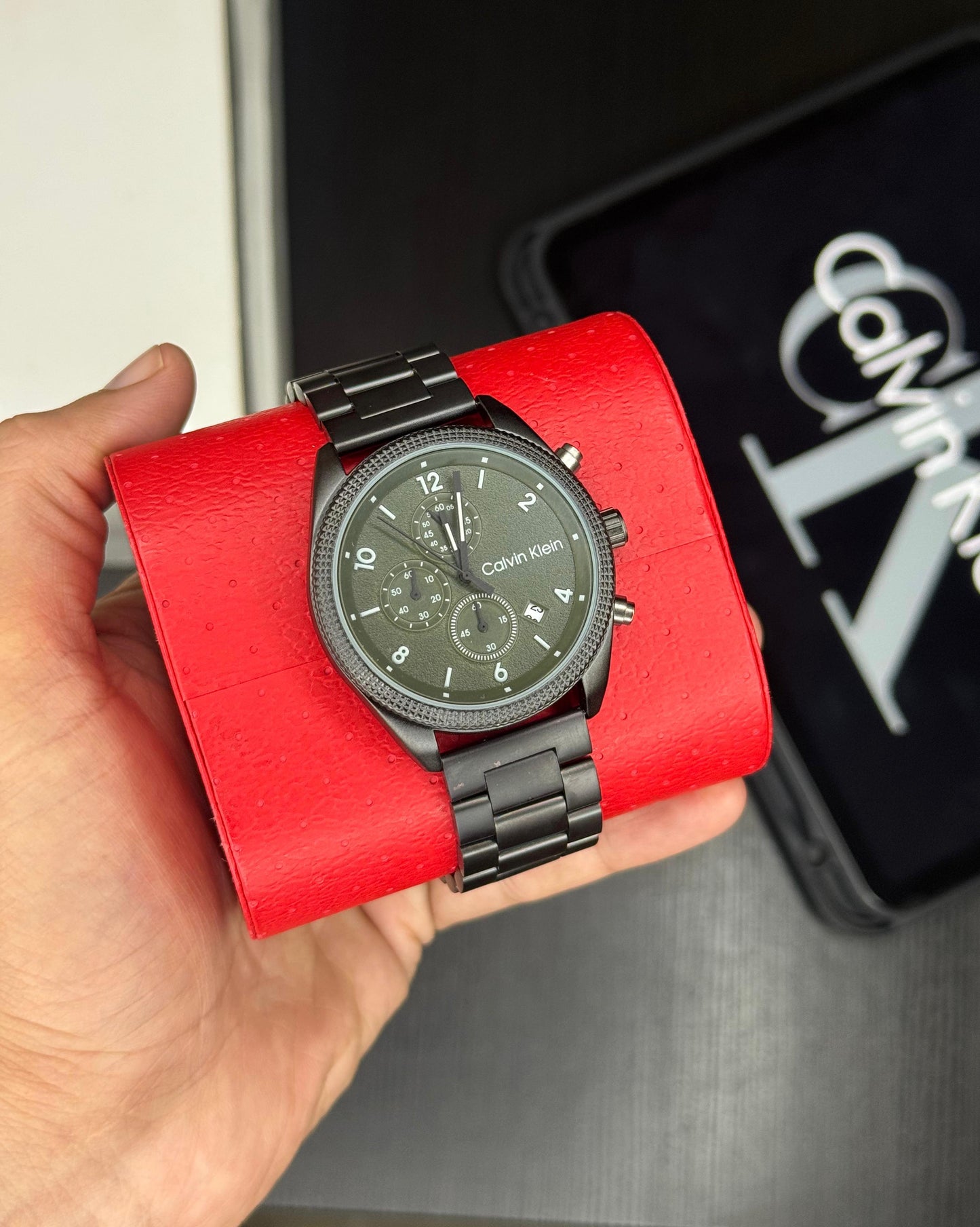 Men’s Green Dial Watch | Black Strap | 42mm Quartz