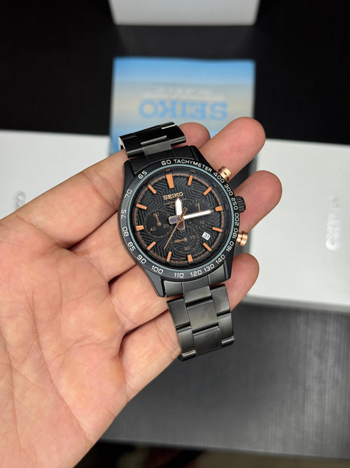 Full Black Dial Men’s Watch – Quartz Movement | Sapphire Glass | 42mm