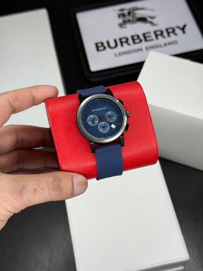 Luxury Chronograph Men’s Watch – Blue Dial | Rubber Strap | 42mm