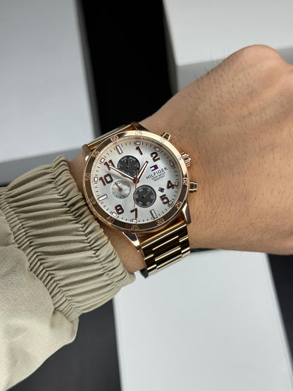 Men’s Chronograph Quartz Watch – Metal Strap | All-Working Chronograph