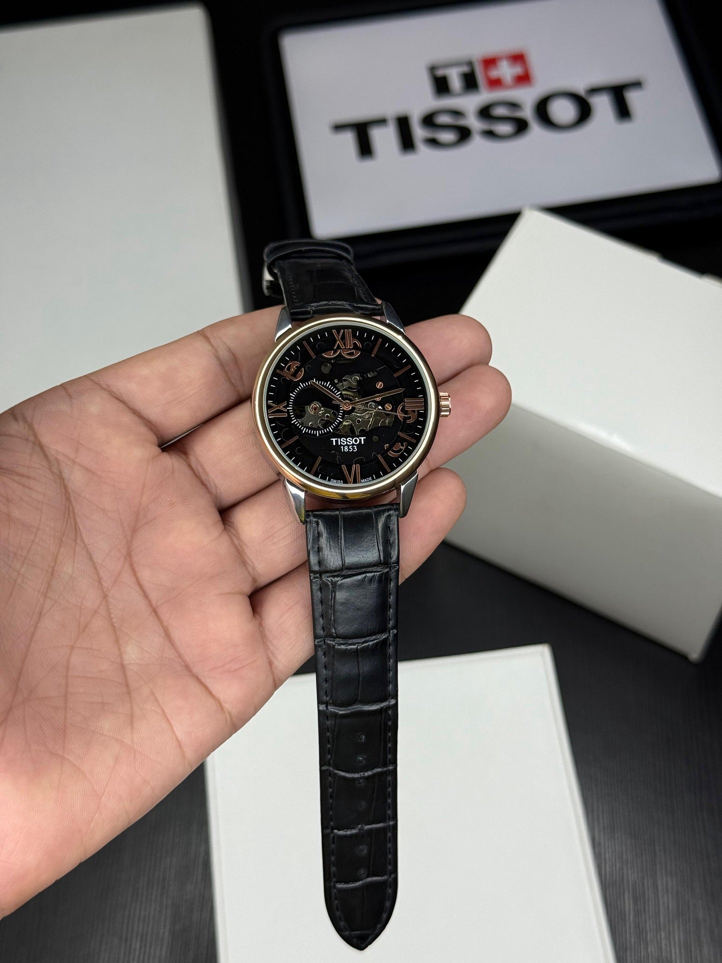 Mechanical Open-Dial Men’s Watch – Manual Winding | Black Strap | 42mm