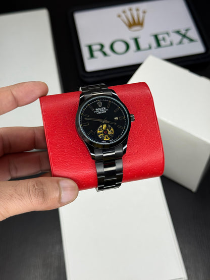 Open-Back Men’s Watch – Quartz Movement | Black Strap | 42mm Case