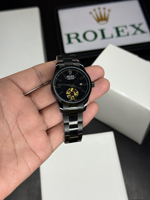 Open-Back Men’s Watch – Quartz Movement | Black Strap | 42mm Case