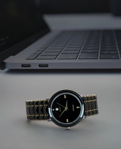 Elegant Black Ceramic Men’s Watch – Japan Quartz Movement