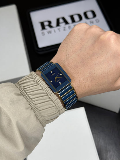 Luxury Square Blue Ceramic Men’s Watch with Sapphire Crystal