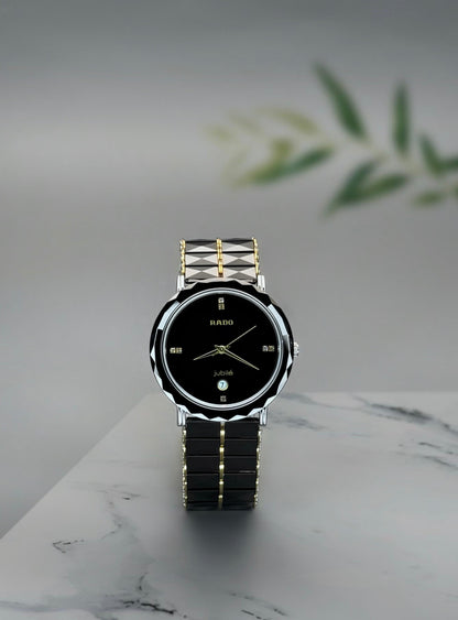 Sleek Black Ceramic Quartz Watch – Premium Finish