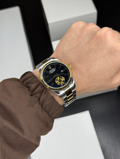 Statement Two-Tone Men’s Watch with Open Back