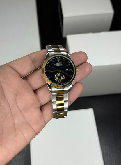 Statement Two-Tone Men’s Watch with Open Back