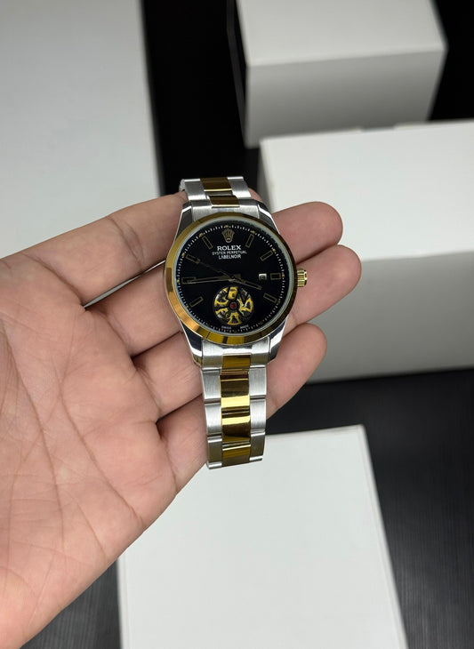 Statement Two-Tone Men’s Watch with Open Back