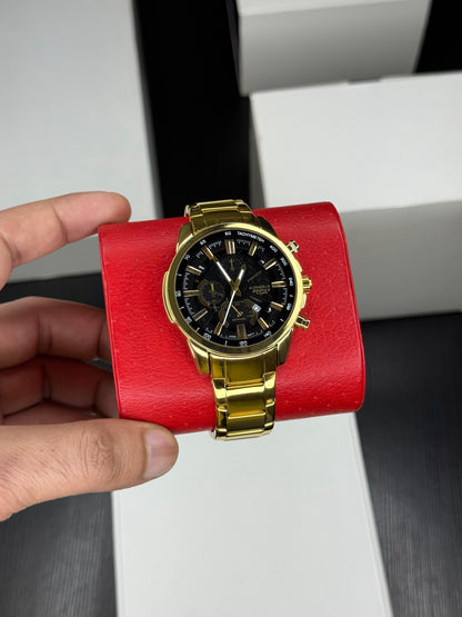 EFS-S570AT | Black Round  Dial with Gold Strap | 40mm