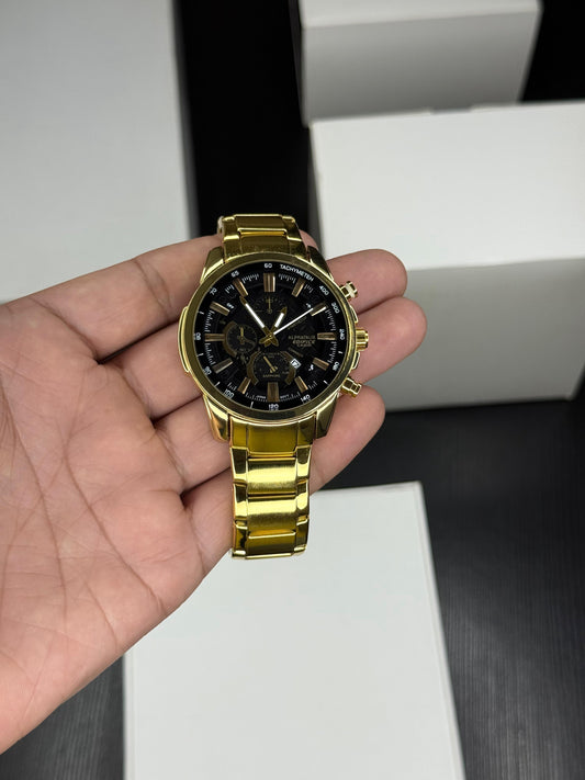 EFS-S570AT | Black Round  Dial with Gold Strap | 40mm