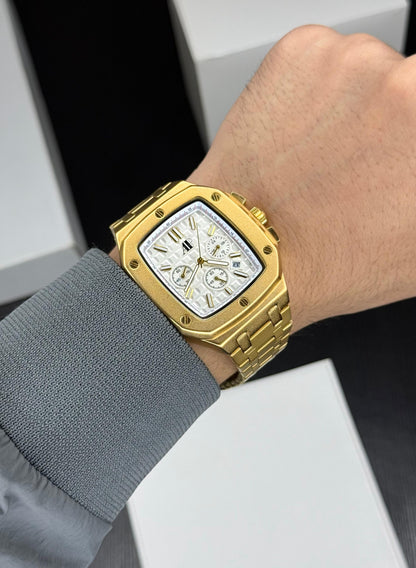 Royal Oak Offshore White Dial Watch with Golden Strap