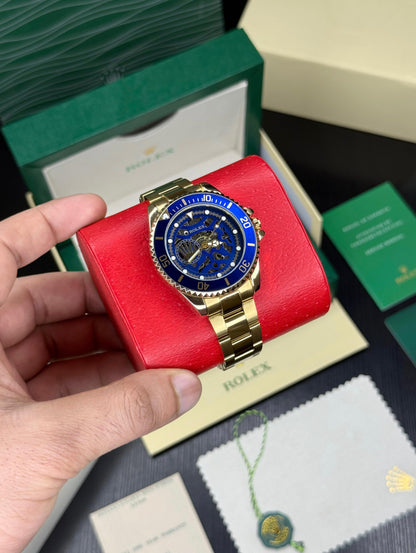 Blue Skeleton Gold Edition | Luxury Automatic Watch