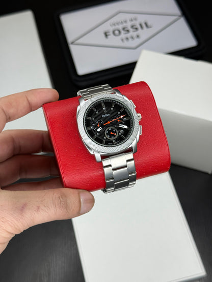 Men’s Black Dial Chronograph Watch | Silver Strap | Quartz