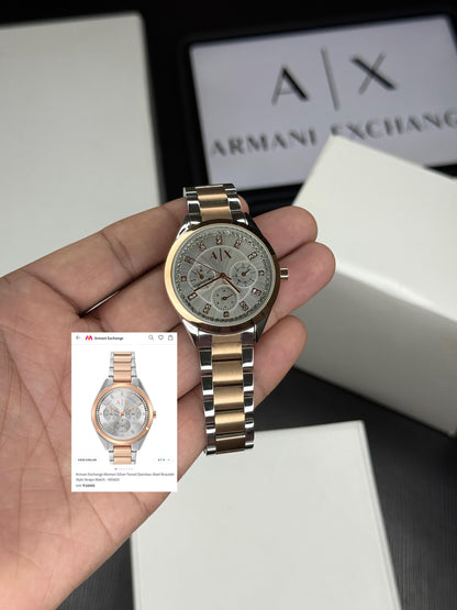 Ax 5655 Women Silver Stoned bracelet Style watch