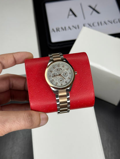 Ax 5655 Women Silver Stoned bracelet Style watch