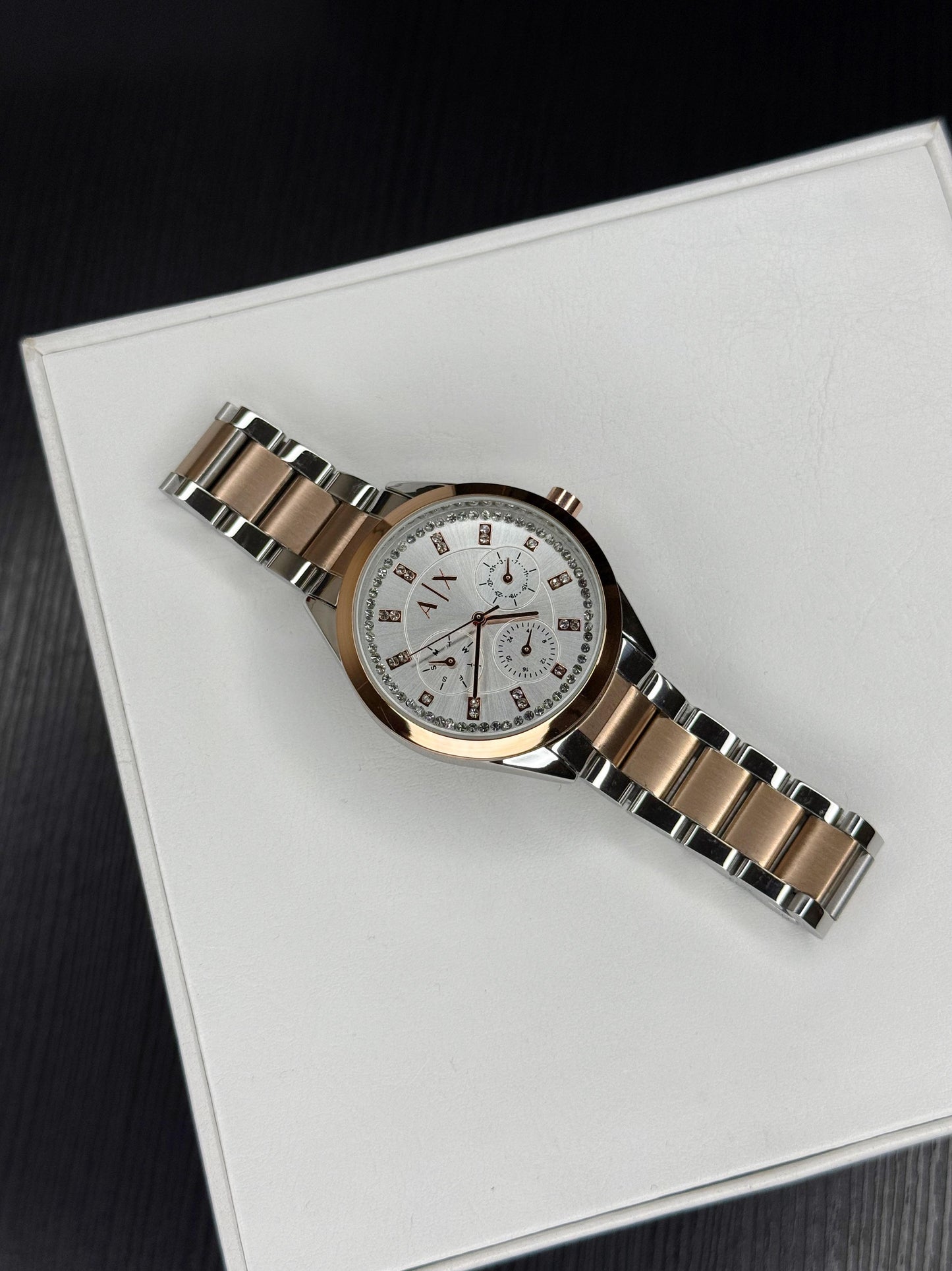 Ax 5655 Women Silver Stoned bracelet Style watch